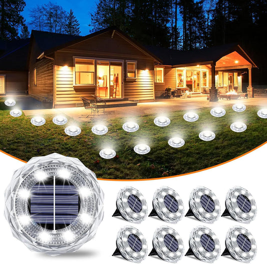 Farol de Solo Solar Diamante LED Acolazo, efeito de iluminação noturna com luz branca para jardim, luz solar subterrânea com resistência à água