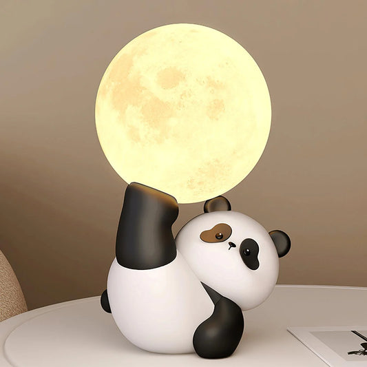 Lâmpada de Mesa Mimosa modelo panda com luz quente acolhedora, instalada em mesa, LED integrado com vida útil de 50.000 horas, ideal para criado-mudo de quarto e decoração de interiores