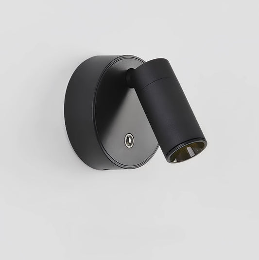 Arandela de parede magnética recarregável preta, vista lateral do produto ajustável em fundo branco, design compacto de estilo criativo com certificação CE