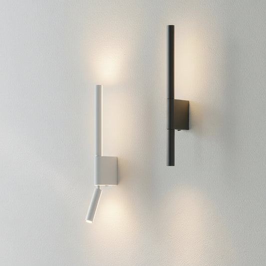 Arandela de Parede Sereno LED Minimalista modelos preto e branco, instaladas em parede com iluminação de luz quente, design clean para decoração moderna residencial