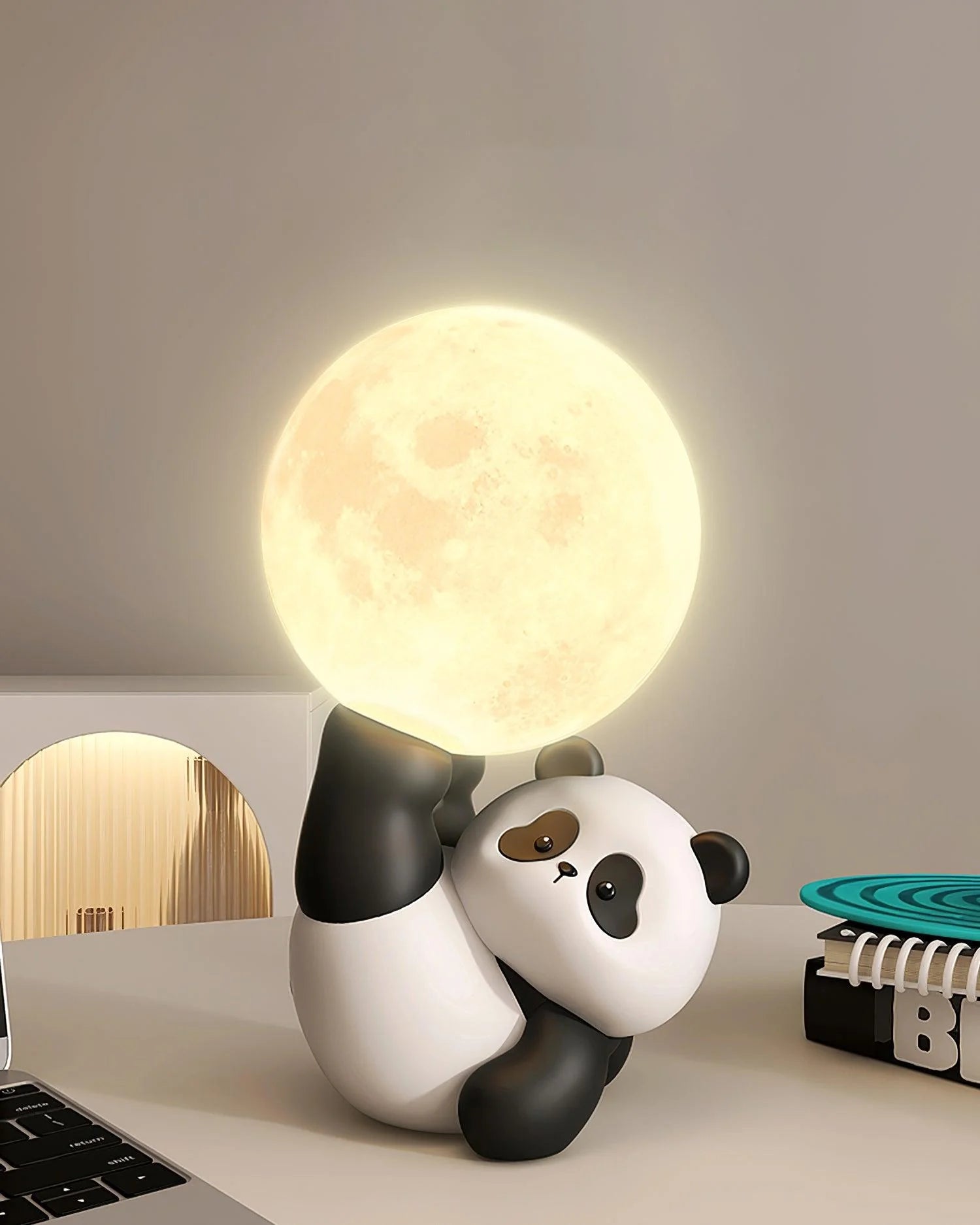 Lâmpada de Mesa Mimosa modelo panda, efeito de iluminação suave em mesa, LED integrado com temperatura de cor quente, sem ofuscamento, ideal para leitura e ambientação de interiores
